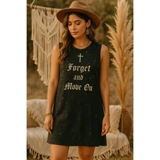 H&M Forget & Move On Screen Printed Sleeveless Acid Wash T-shirt Dress Medium