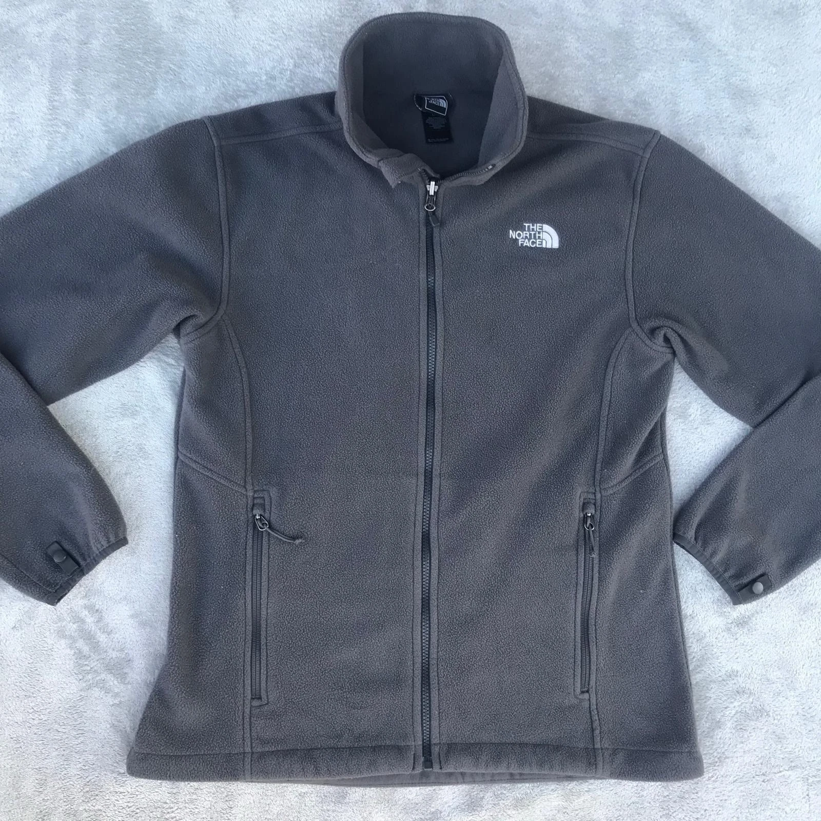 North Face Jacket Grey Men Large Warm Fleece Full Zip Outdoors Hiking Mock Neck