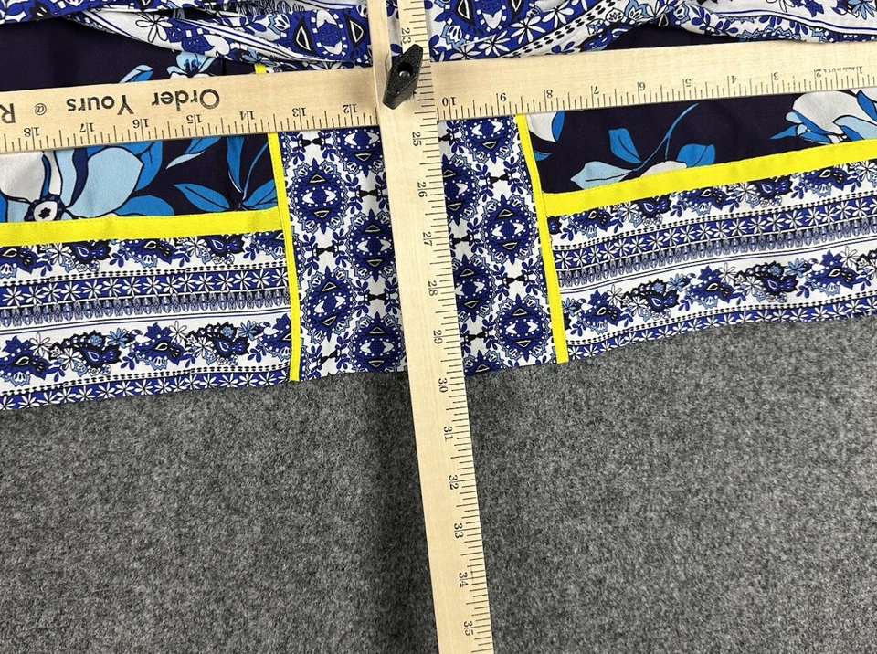 Bata Robert Graham Mezcla Seda Floral Geométrica Azul Amarillo Atada Damas L-XL Foto 2 de 4