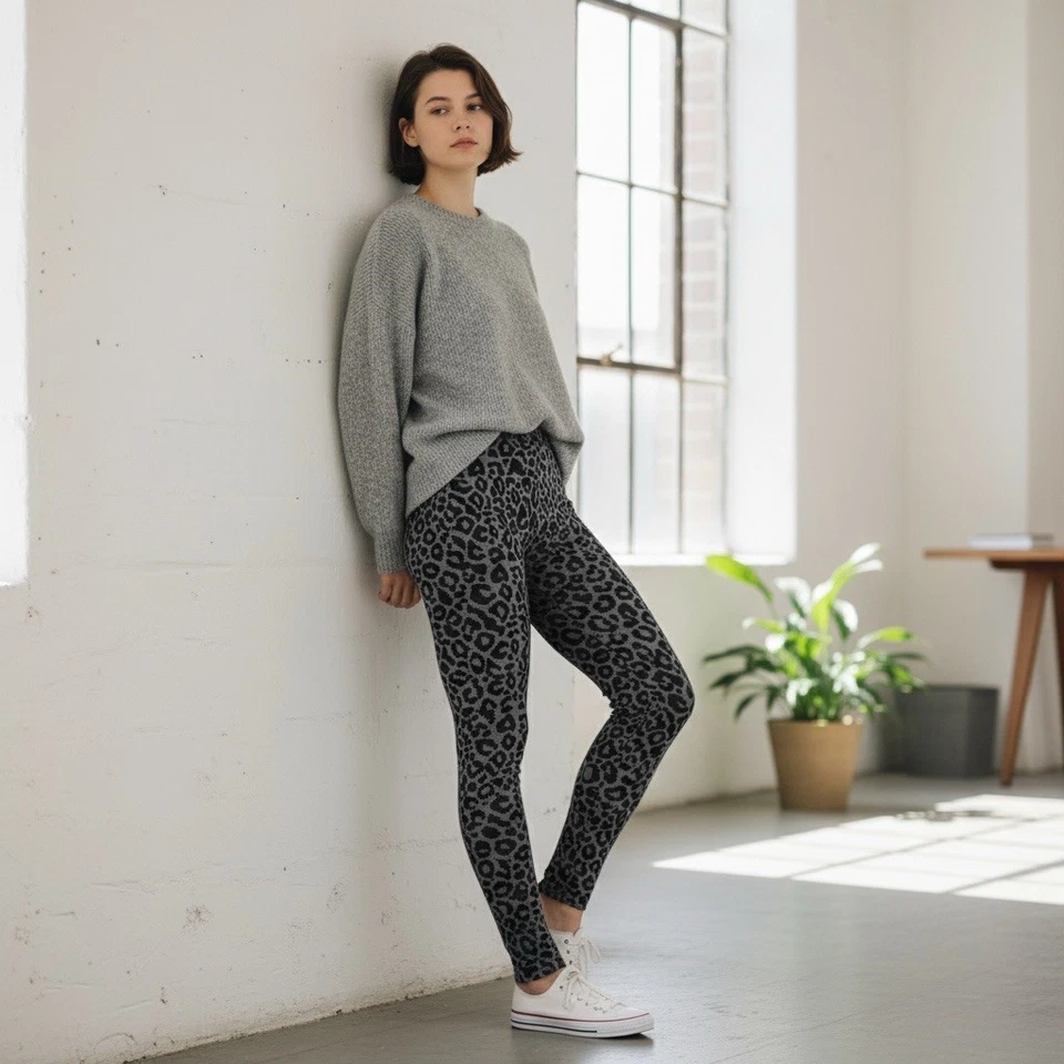 HUE M Conjunto De Dos Leggings Gris Leopardo Negro Clásico R $60 Foto 3 de 4