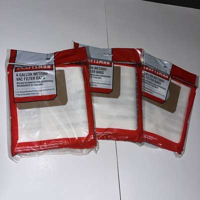 #ad 9 BAGS Craftsman 4 Gallon Wet Dry Vac Filter #41157 ** 3 Packs of 3 ** $21.87