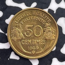 1939-B France 50 Centimes Lot#C5625 High Grade! Beautiful!