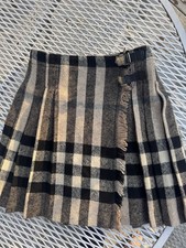 Burberry Pleated Mini Skirt Kilt Wool Nova Check 14 Youth XS/S ITALY