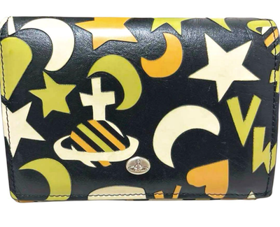 Vivienne Westwood Star Heart Moon Orb Bifold Wallet Leather Black