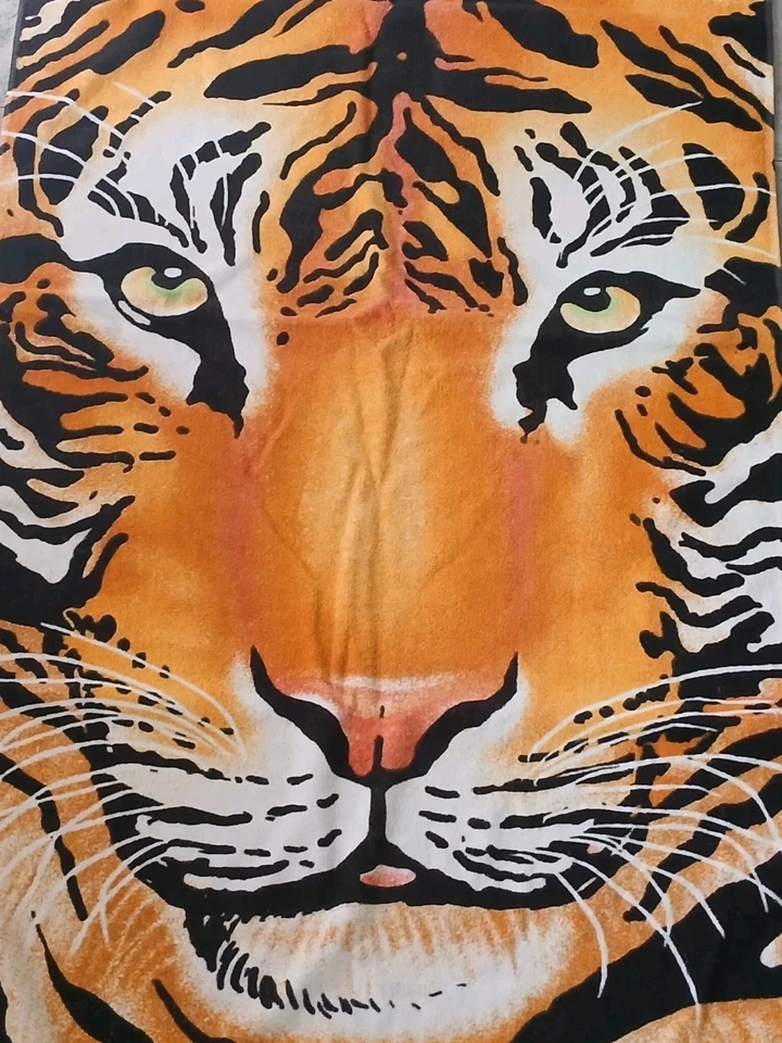 Toalha de banho vintage Y2K Tiger Beach estampa realista vida selvagem decoração retrô anos 2000 - Imagem 2 de 4