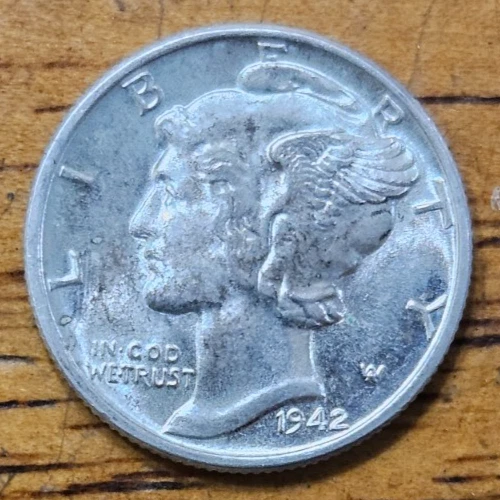1942 Mercury Silver Dime AU-BU #AB918