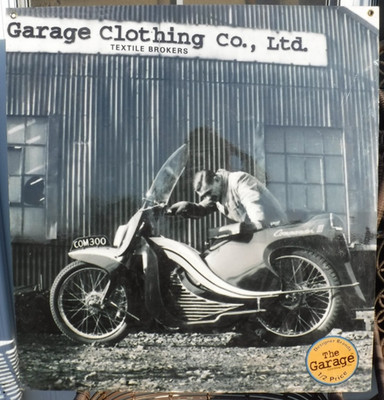 GARAGE CLOTHING CO LTD TEXTILE BROKERS  MOTORCYCLE 2 SIDED SIGN