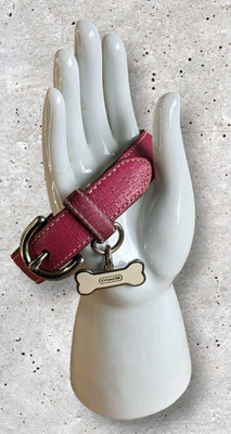 COACH XS Pink Leather Princess Pet Collar Bone Charm Logo Tag 12