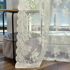 Lace Curtains 84 Inches Long 2 Panels Country 52"W x 84"L Pack of 2 Beige