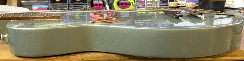 1953 Kay K-125 Stratotone "Peanut" Refinished Teal Green Electric Guitar w/Case - Image 4 of 4