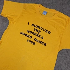 Vintage Screen Stars Shirt Mens Large I Survived Moreska Sword Dance Tee 80s 70s