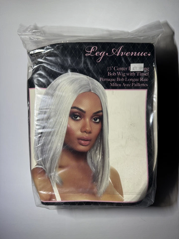 Новый парик Leg Avenue серебристый 15 дюймов Bob с мишурой костюм для косплея на Хэллоуин рейв - Изображение 3 из 4
