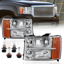 Headlight Assembly Front Lamp Compatible with 2007-2013 GMC Sierra 1500, 2007-20