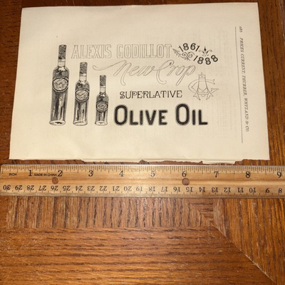 #ad #ad Rare 1888 Alexis Godillot Jeune Olive Oil Ad from Thurber Whyland Price Book $83.00
