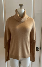 Banana Republic Womens Camel Wool Blend Sweater Poncho Cape Turtleneck -Size XS