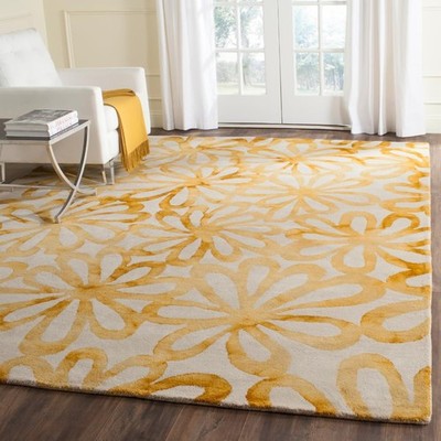 SAFAVIEH Dip Dye Collection 8' x 10' Beige / Gold DDY527M Handmade Floral Wat...