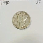 1940 (P) Winged Liberty Mercury Dime Very Fine 90% Silver