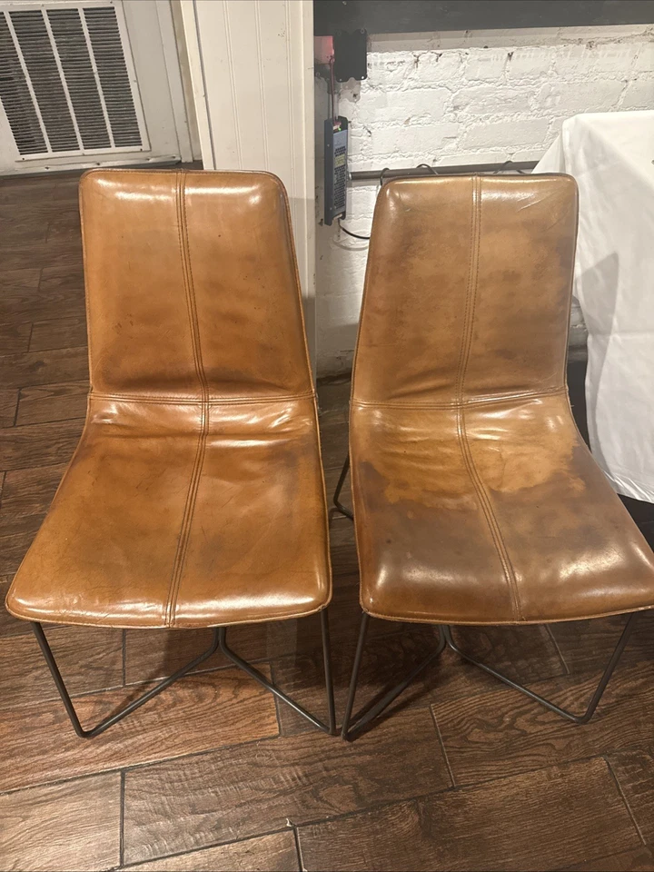 Leather  Padded Seat Dinning Chair 4 Pieces Brown - Image 2 of 2