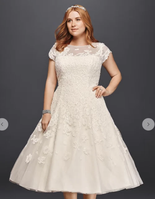 torrid ivory lace tea-length wedding dress Lace Tea Length Wedding Dress | Mid Length Wedding Dresses
