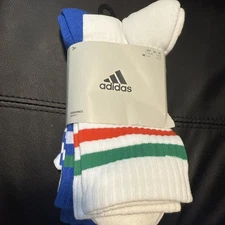 New Adidas 3-Stripes Cushioned Crew 3 Pairs socks IY8645 Size M
