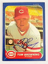 1986 Fleer Box Bottom Signed by TOM BROWNING #C-6 Card Cincinnati Reds Autograph
