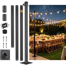 10Ft Shade Sail Pole Awning Deck Patio Backyard with Pole Bracket Clamp Powder