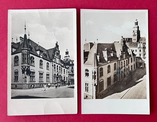2 x GDR Photo Postcard Döbeln 1951/59 Post Office with City Hall (178124