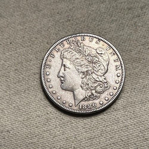 1886-S AU MORGAN Dollar, CLEANED, Low Mintage 750K, FREE Shipping, QA3047