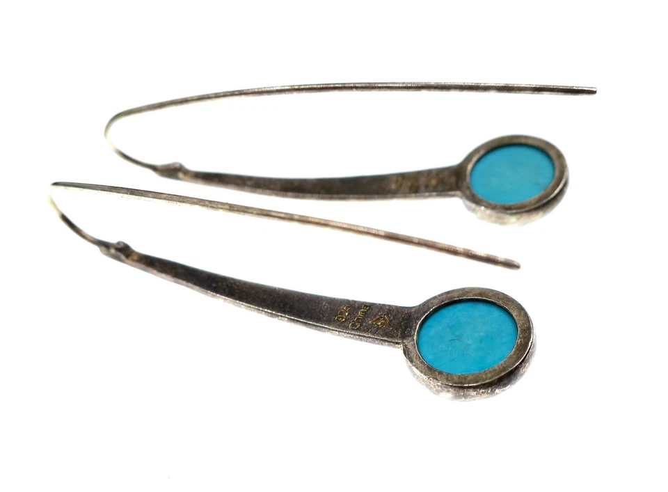 Silpada Sterling Silver Turquoise Threader Earrings 2.25 inches Tall - Image 2 of 2