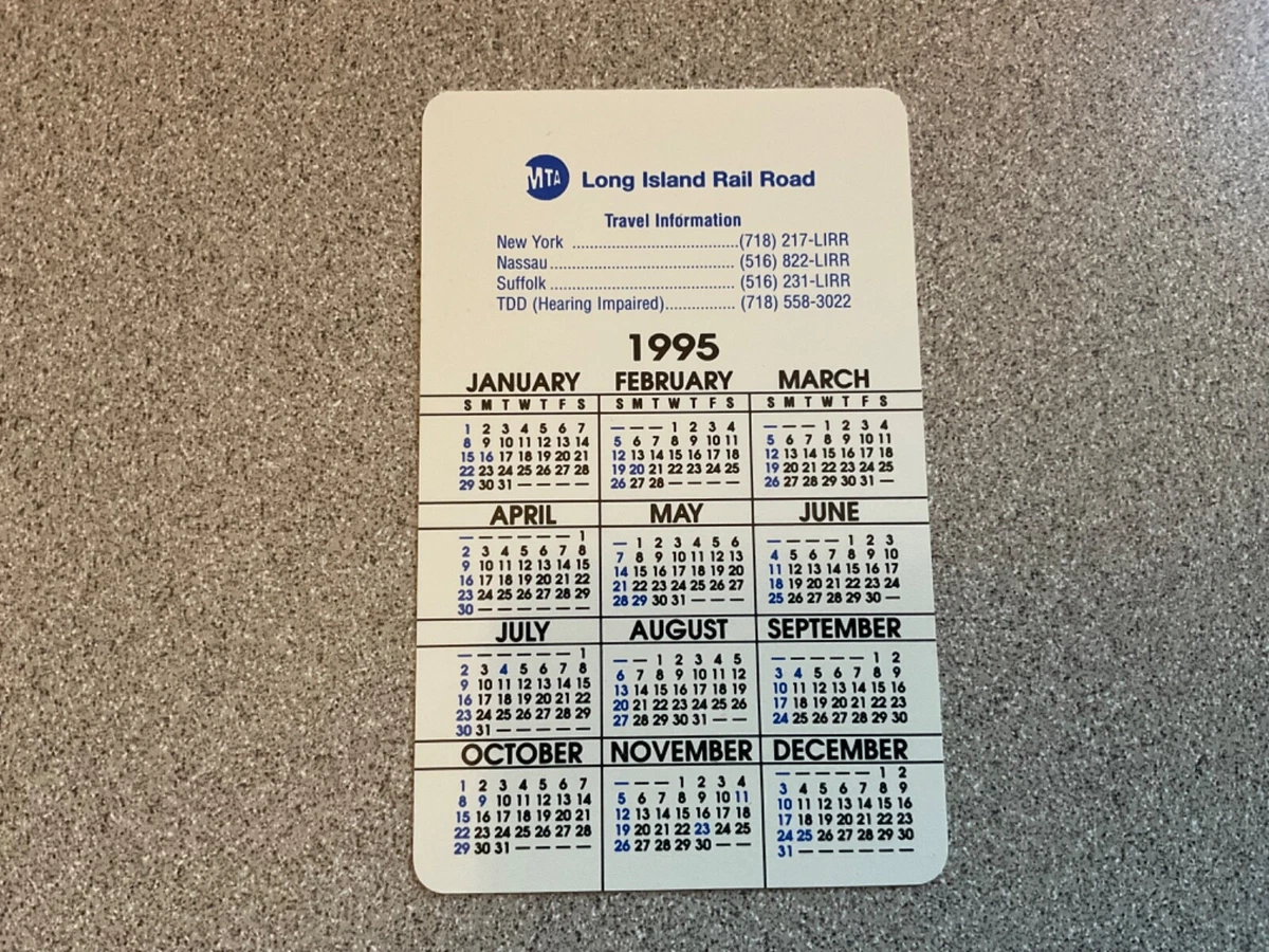 1995 CALENDAR CARD LONG ISLAND RAIL ROAD LIRR Penn Station graphic New York  NYC | eBay