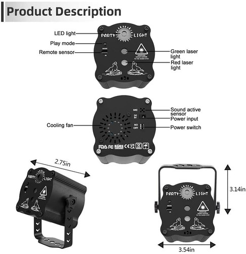 60 Patterns Laser Projector Stage Light LED RGB Party KTV Club USB Disco Lights - Picture 6 of 6