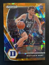 2021-22 Panini Prizm Draft Picks Orange Cracked Ice Matthew Hurt #34 RC