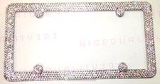 4 Row Clear License Plate Frame Holder Made With Swarovski Crystals