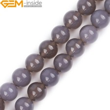 Round Grey Agate Natural Gemstone Loose Beads For Jewellery Making Strand 15"