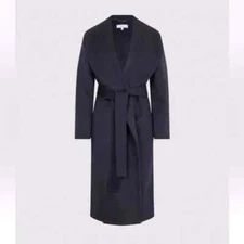 NEW REISS Freja Wool Blend Coat In Dark Navy  Size 14 #C3953
