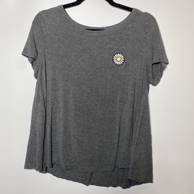 American Eagle Outfitters Women's Grey T-shirt W/ Sunflower Patch Size Medium