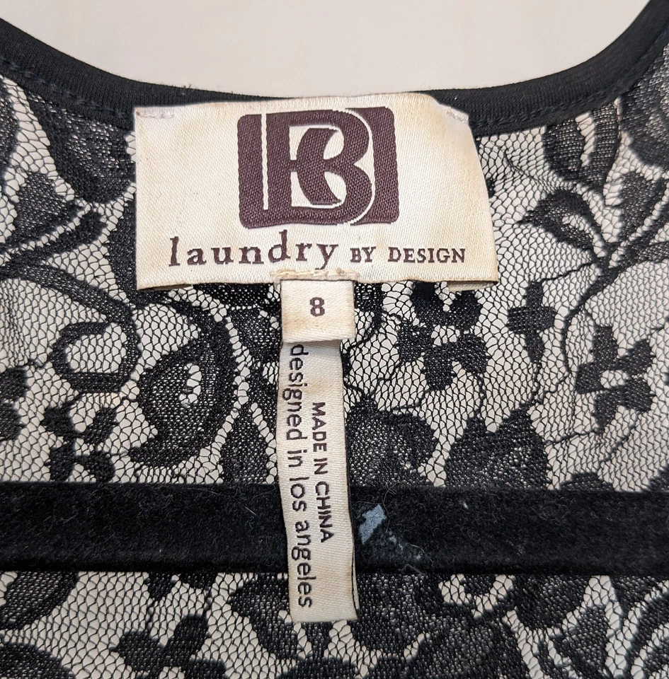 Laundry по дизайну черный V шеи кружева собранными в Рюш коктейльное мини-платье размер 8 - Изображение 4 из 4