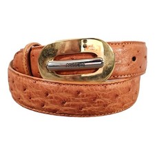 Missori Belt Medium/30 In Brown Dress Animal Print Unisex Genuine Ostrich Buckle