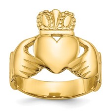 14k Yellow Gold Polished Claddagh Ring For Womens Size 6