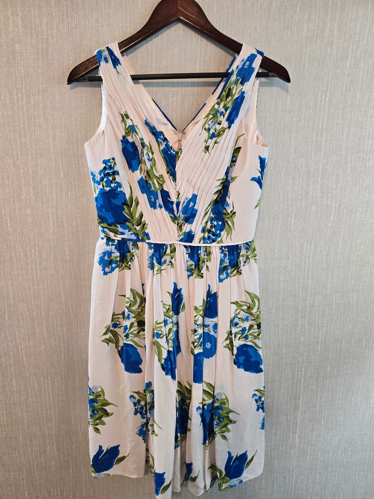 Boden Womens Sleeveless Floral Midi Dress V-Neckline Pleated Bodice Size US 4
