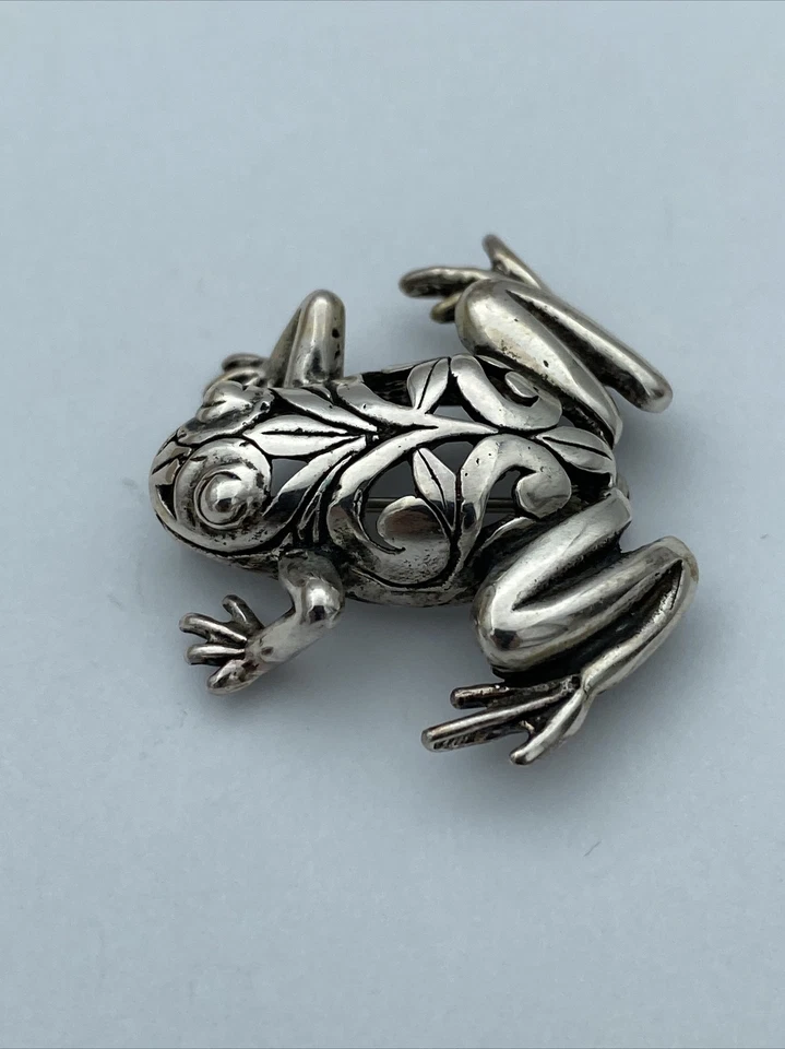 复古 Francisco Sanchez Citali 青蛙纯银 925 胸针和耳环 — 第 4/4 张图片