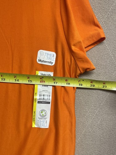 NWT Time & Tru Maternity Top Size L 12-14 Halloween Ruched Fitted Stretch Orange - Picture 7 of 11