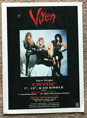 VIXEN - CRYIN' 1989 Full page UK magazine ad