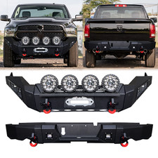 Vijay For 2013-2018 Dodge Ram 1500 Front/rear Bumper W/winch Plate&round Lights