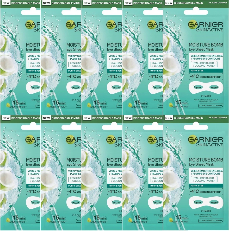 10 x Garnier Skin Active Moisture Bomb Augenmaske für geschwollene Augen