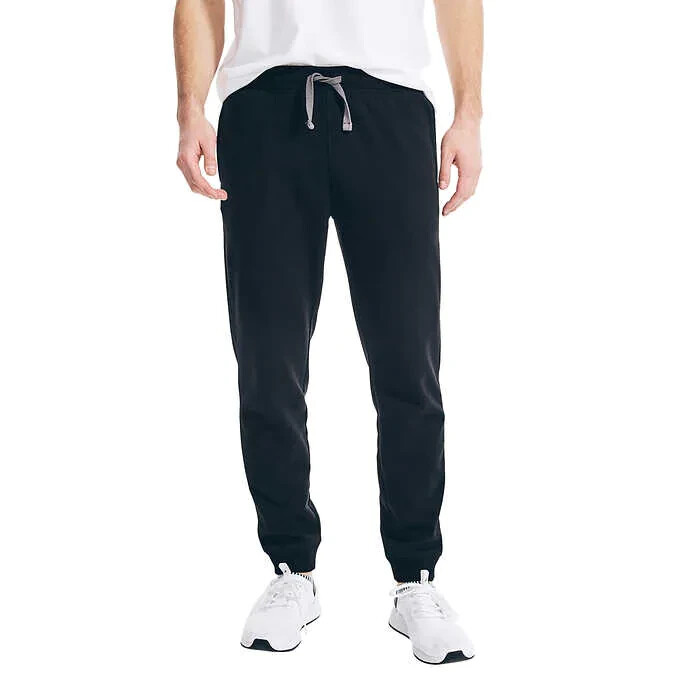 Nautica Mens Black Fleece Jogger Pants Size Large Comfortable Casual