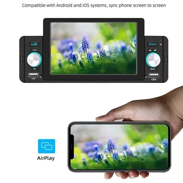 Radio 5 Pollici per auto, 1 din Bluetooth Player MP5 MP4 Audio Player, CarPlay - Immagine 3 di 4