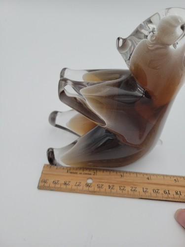 FM Konstglas Ronneby Sweden Hand Crafted Glass Brown & Clear Bear B32 - Bild 12 von 13