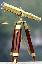 Nautical Brass Telescope Marine Telescope With Wooden Tripod Stand Lot of 30 Pcs