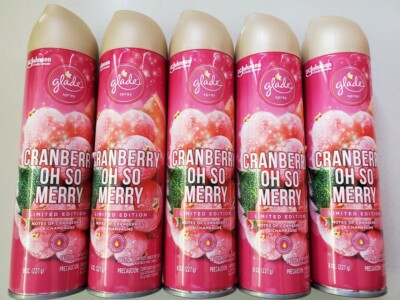 5 Glade Cranberry Oh So Merry Limited Edition Air Freshener Spray NEW Oil 